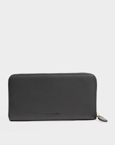 Billetera con cremallera de cuero para mujer luxa