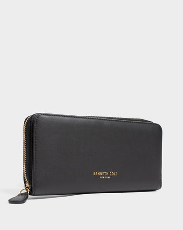 Billetera con cremallera de cuero para mujer luxa