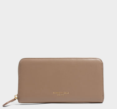 Billetera con cremallera de cuero para mujer luxa