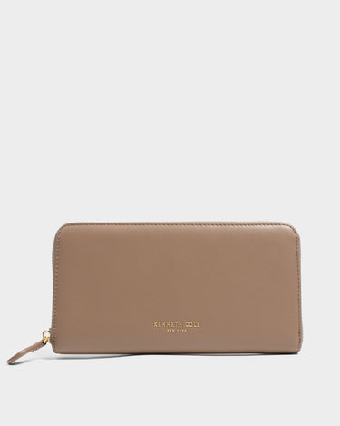 Billetera con cremallera de cuero para mujer luxa
