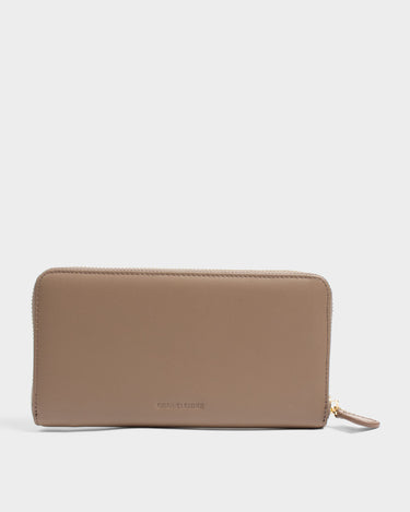 Billetera con cremallera de cuero para mujer luxa