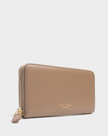 Billetera con cremallera de cuero para mujer luxa