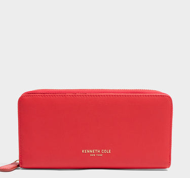 Billetera con cremallera de cuero para mujer luxa