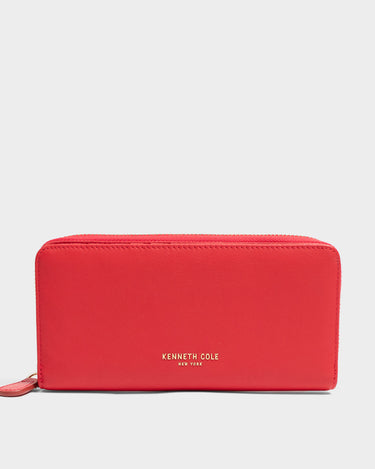 Billetera con cremallera de cuero para mujer luxa
