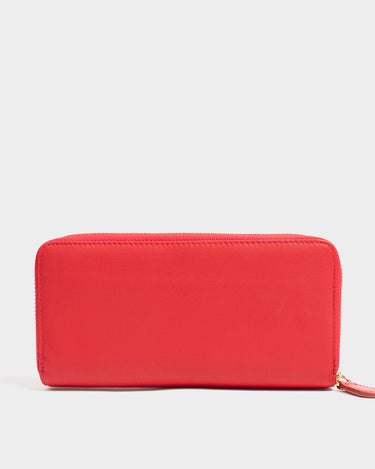 Billetera con cremallera de cuero para mujer luxa
