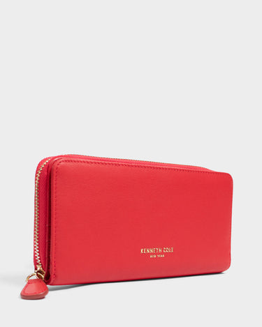Billetera con cremallera de cuero para mujer luxa