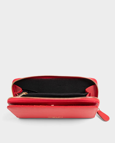 Billetera con cremallera de cuero para mujer luxa