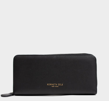 Billetera con cremallera de cuero para mujer luxa