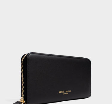 Billetera con cremallera de cuero para mujer luxa