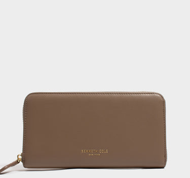 Billetera con cremallera de cuero para mujer luxa
