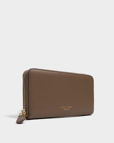 Billetera con cremallera de cuero para mujer luxa