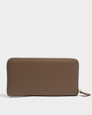 Billetera con cremallera de cuero para mujer luxa