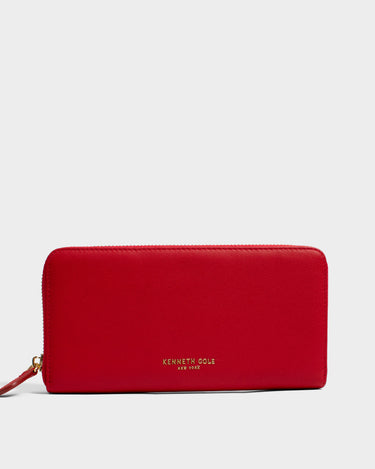 Billetera con cremallera de cuero para mujer luxa