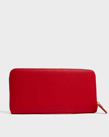 Billetera con cremallera de cuero para mujer luxa