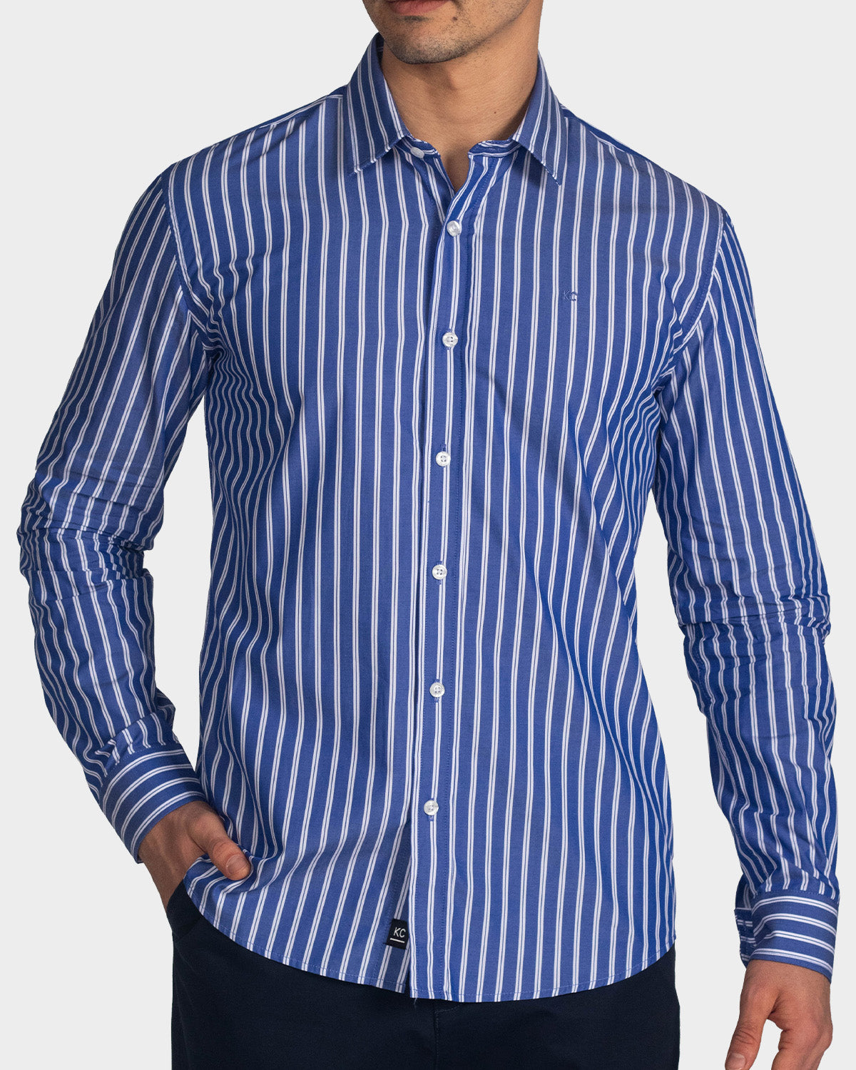 Camisa manga larga a rayas para hombre