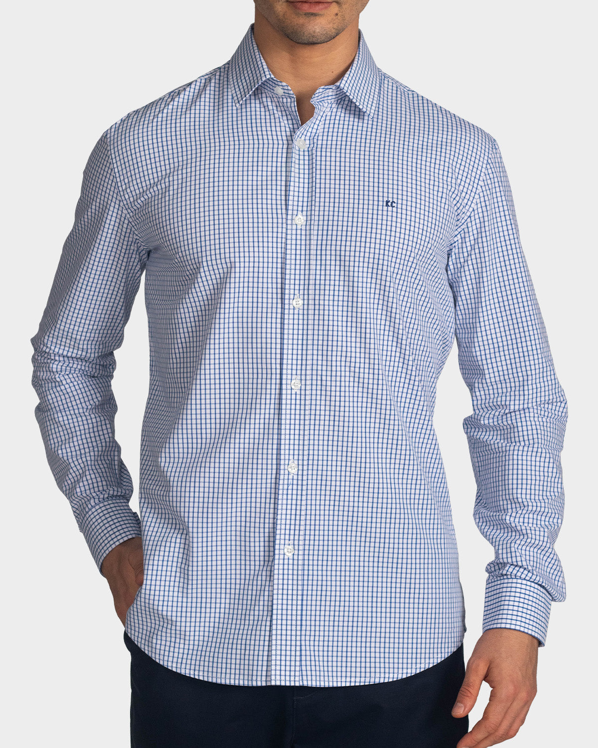 Camisa manga larga a cuadros para hombre