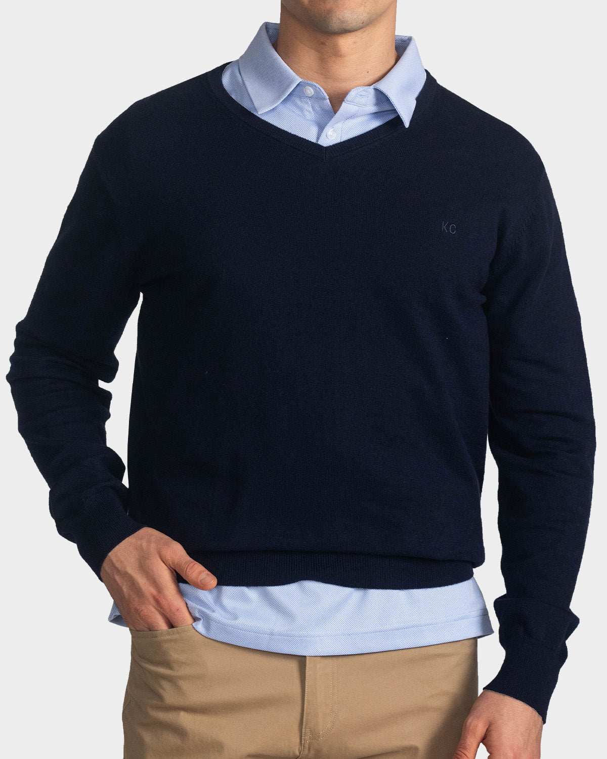 Suéter para hombre cuello v