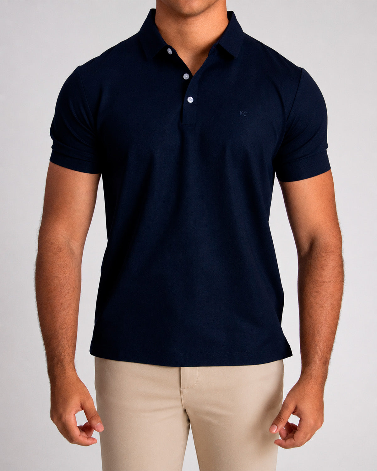 Polo fondo entero para hombre navy