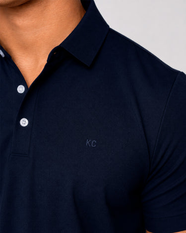 Polo fondo entero para hombre navy