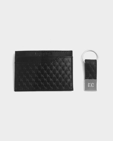 Set de tarjetero y llavero de cuero para hombre asher