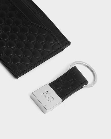 Set de tarjetero y llavero de cuero para hombre asher