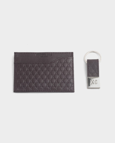 Set de tarjetero y llavero de cuero para hombre asher