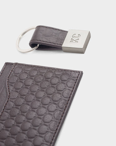 Set de tarjetero y llavero de cuero para hombre asher