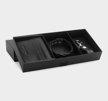 Set de Billetera, llavero y  pulsera de cuero para hombre asher