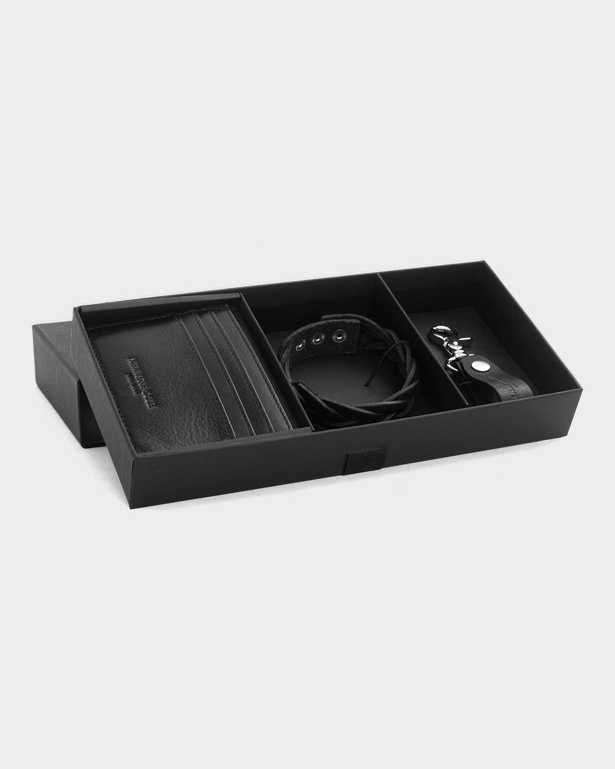 Set de Billetera, llavero y  pulsera de cuero para hombre asher