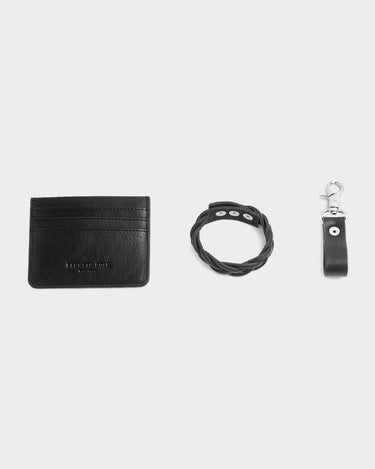 Set de Billetera, llavero y  pulsera de cuero para hombre asher