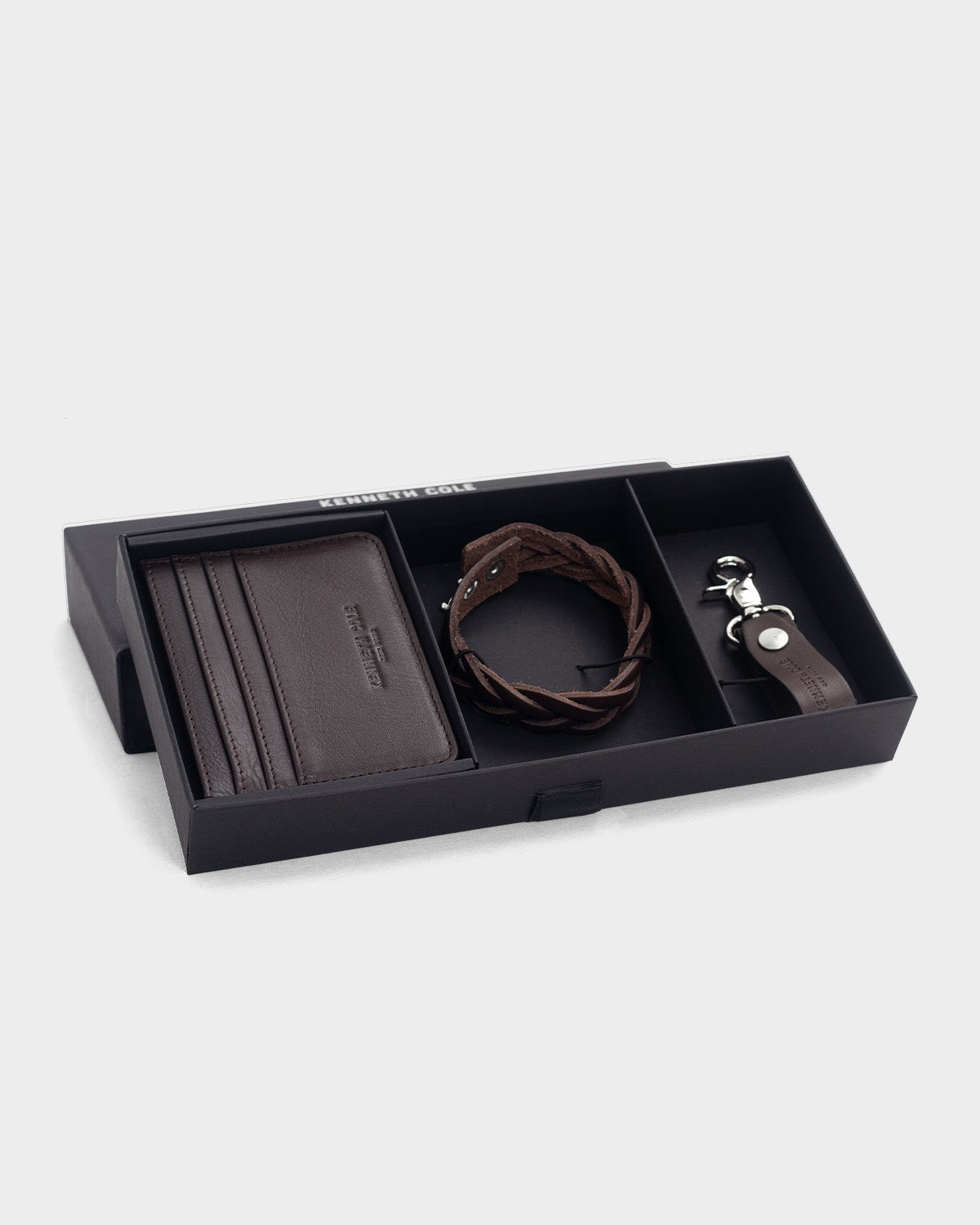 Set de Billetera, llavero y  pulsera de cuero para hombre asher