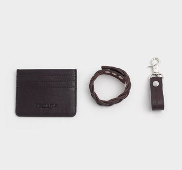 Set de Billetera, llavero y  pulsera de cuero para hombre asher