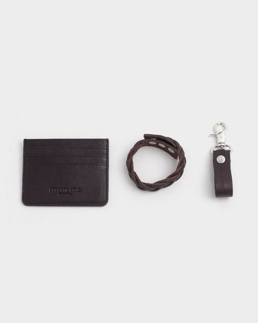 Set de Billetera, llavero y  pulsera de cuero para hombre asher
