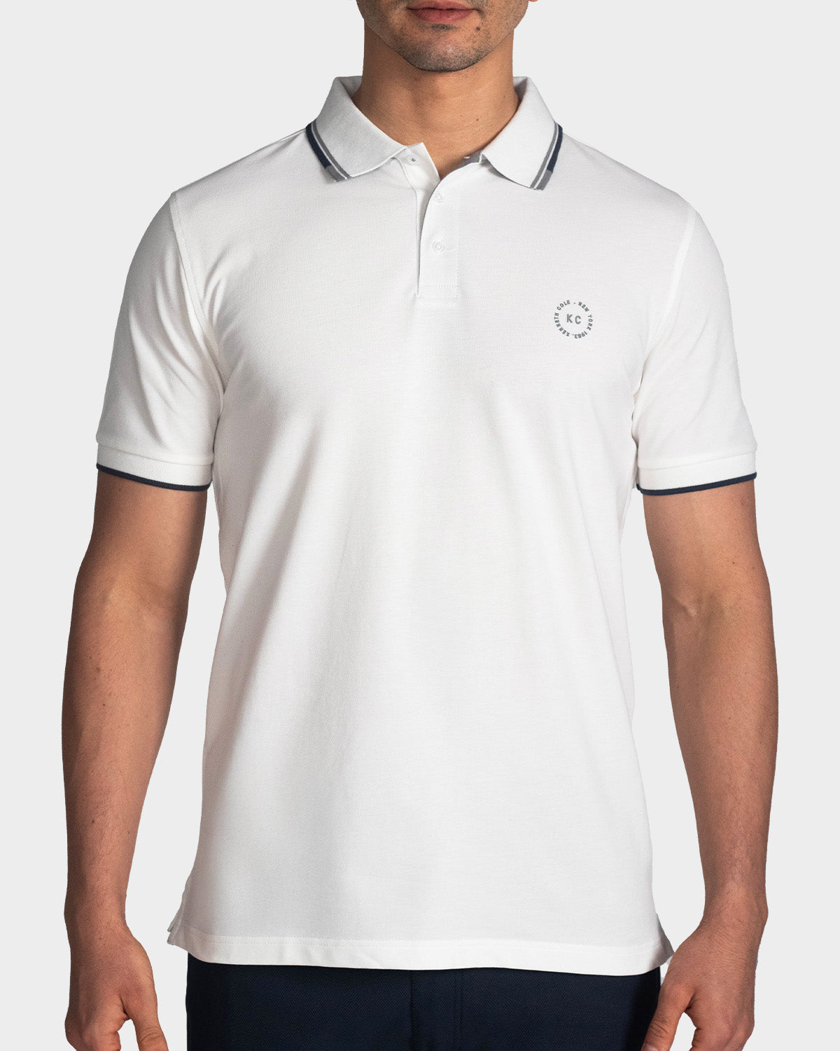 Polo fondo entero para hombre white
