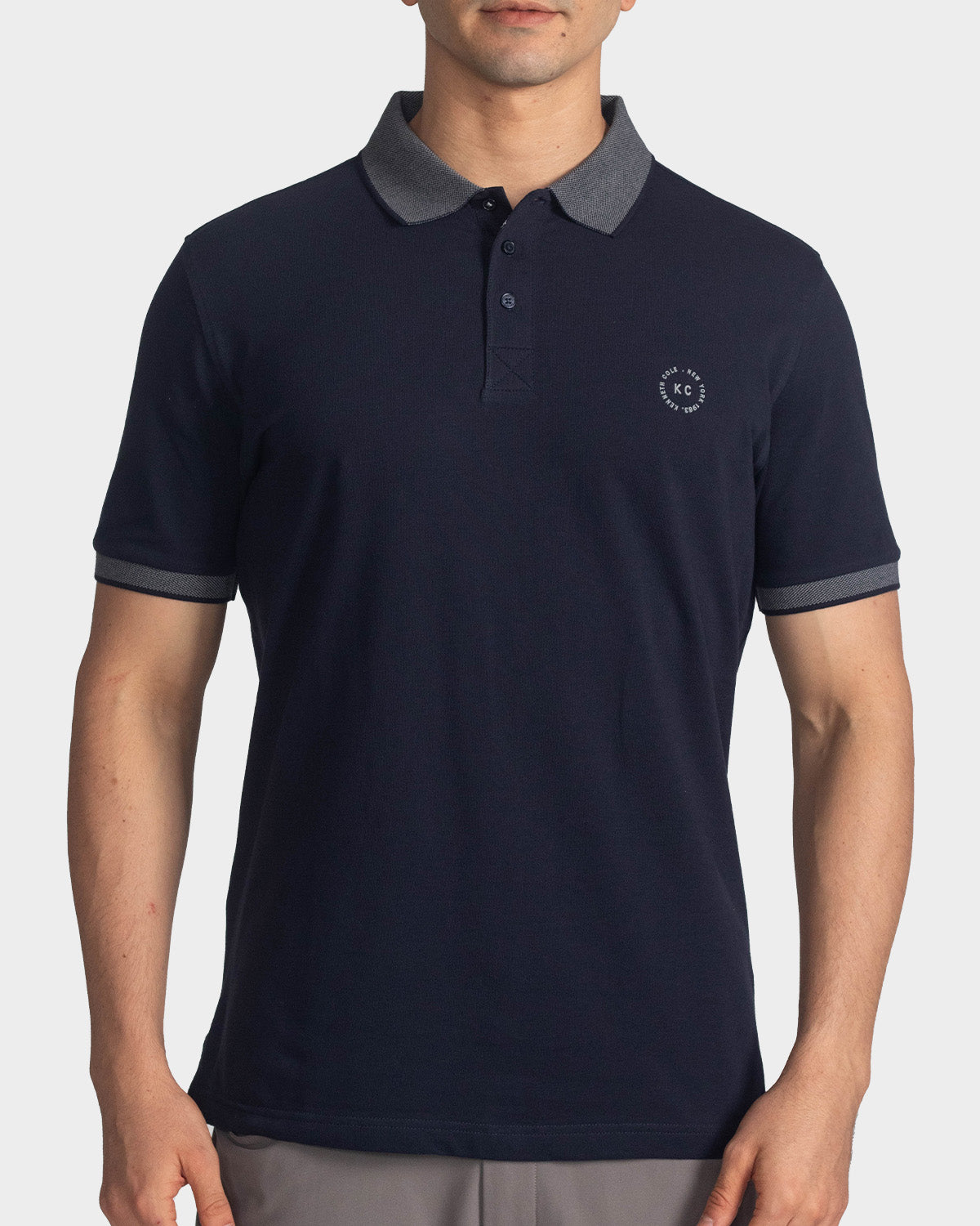 Polo fondo entero para hombre navy