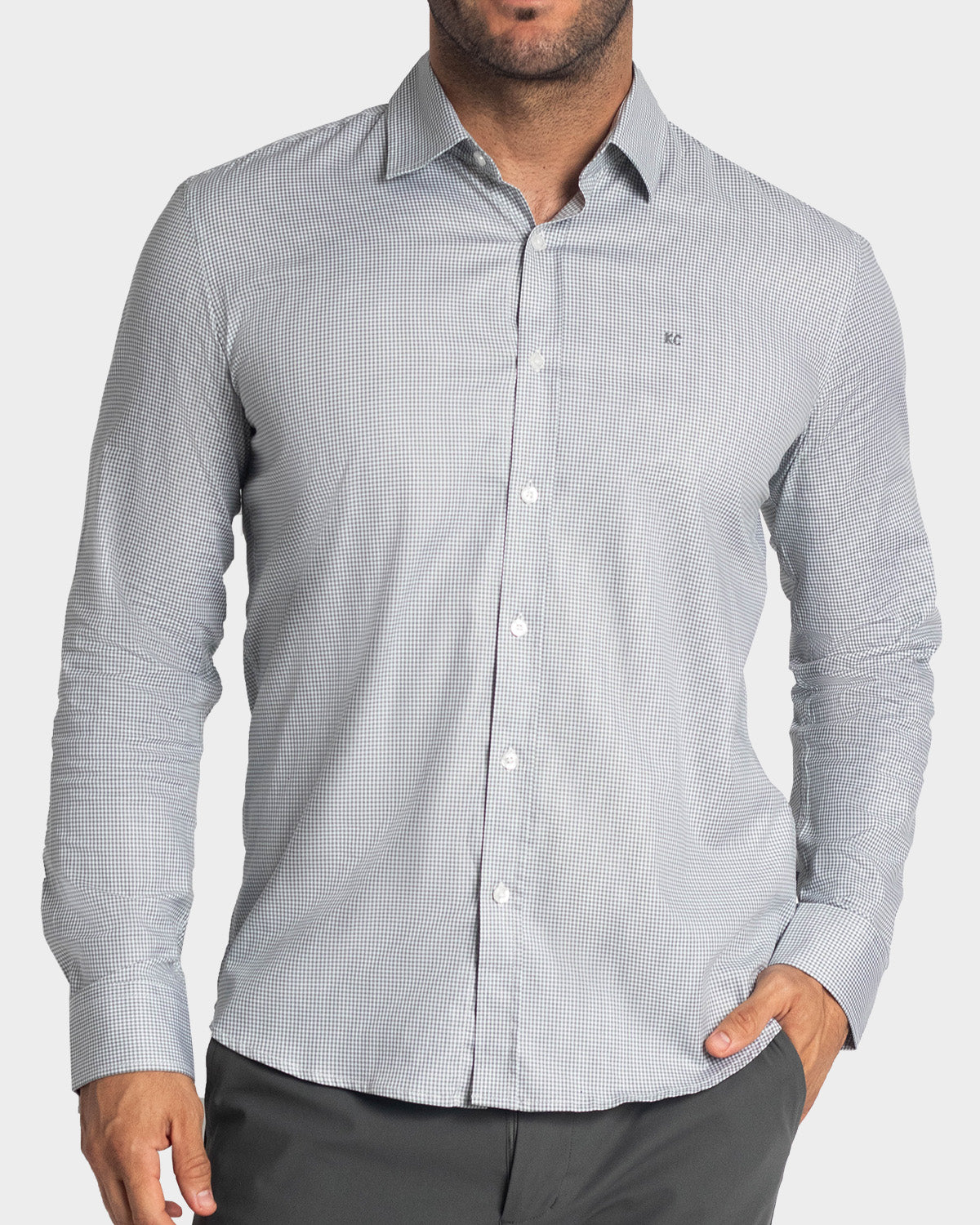 Camisa manga larga a cuadros para hombre