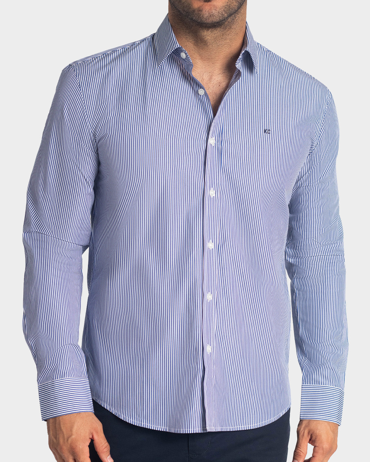 Camisa manga larga a rayas para hombre