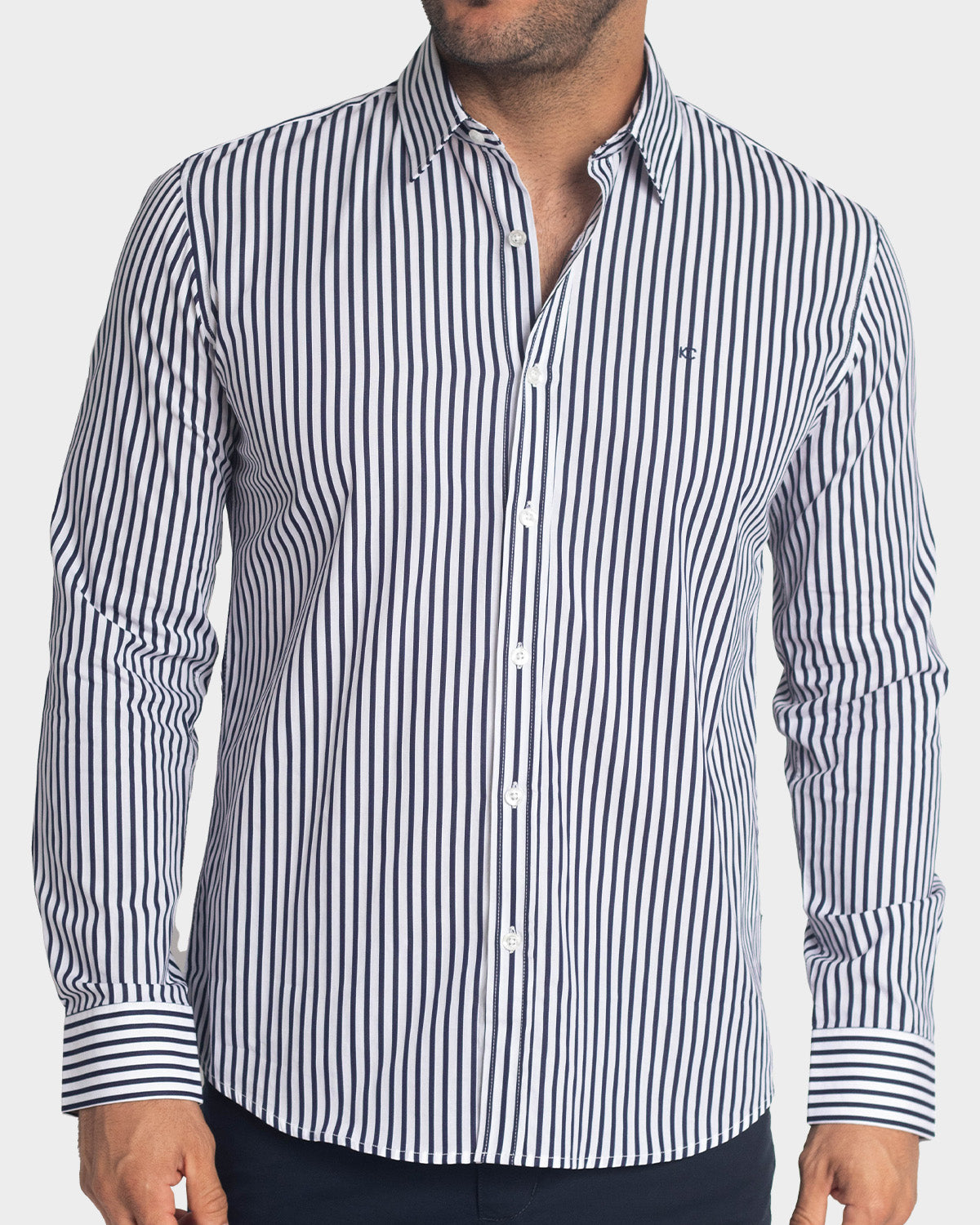 Camisa manga larga a rayas para hombre